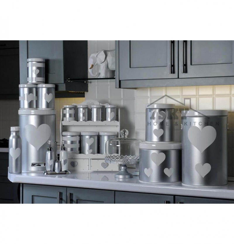 Fantasy kitchen set 23 pieces metallic silver white
