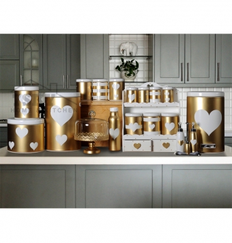 Fantasy kitchen set 23 pieces metallic Golden white
