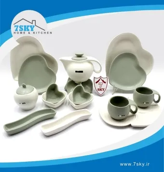 صبحانه خوری 19 پارچه ریتا زیتونی سفید