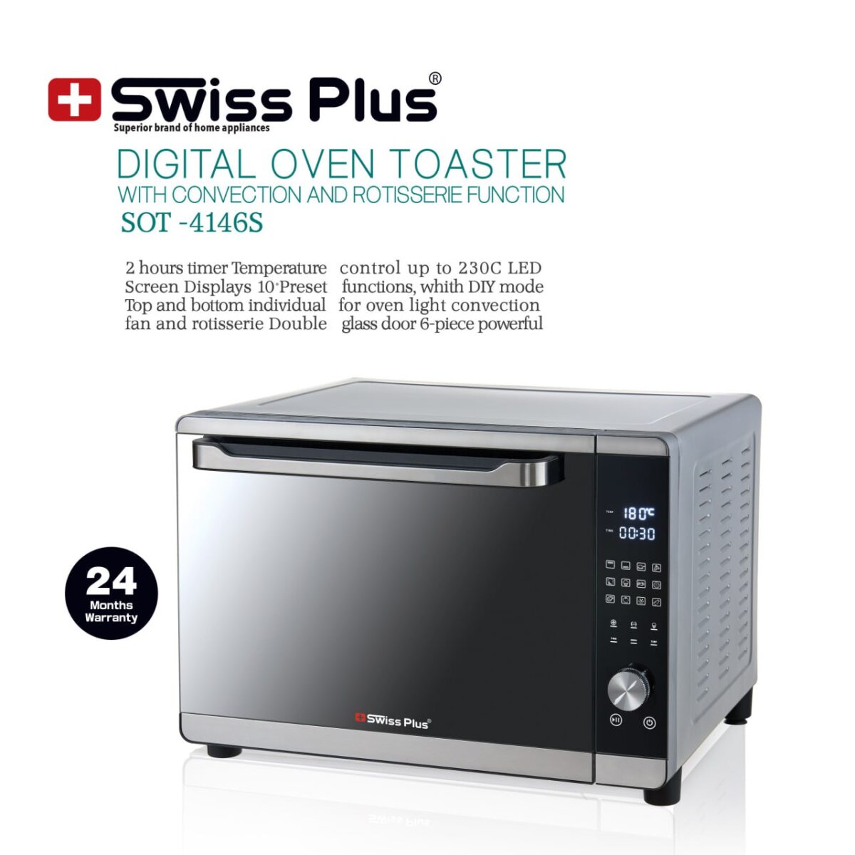 آون توستر دیجیتال سوئیس پلاس مدل SOT-4146S آون توستر دیجیتال سوئیس پلاس مدل SOT-4146S