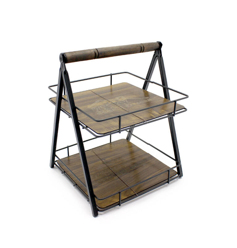 استند پذیرایی مربع دو طبقه مشکی