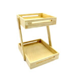 استند پذیرایی دوطبقه چوبی مربع رابروود – زیبایی طبیعی روی میز شما