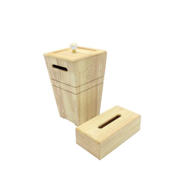 سطل و جا دستمال چوبی درب دار