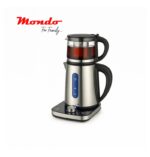 چایساز موندو مدل MTM-555 چایساز موندو مدل MTM-555 با توان 1800 وات و طراحی استیل مدرن، یکی از بهترین گزینهها برای تهیه سریع و آسان چای خوشطعم در منزل و محل کار است. این دستگاه با کتری استیل بادوام و قوری شیشهای مقاوم، علاوه بر کیفیت بالا، جلوهای شیک به آشپزخانه شما میبخشد.