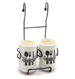 جا قاشقی دسینی سرامیکی دو قلو