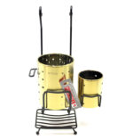 جا قاشقی ۲ قلو طلایی آویز با جا اسکاچی