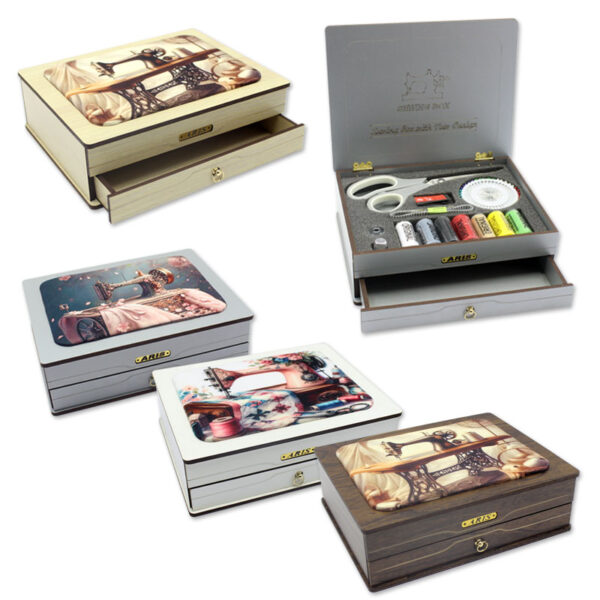 جعبه نخ و سوزن آریس مدل ارکیده | ست کامل خیاطی با طراحی کلاسیک و کشوی کاربردی