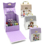 جعبه نخ و سوزن آریس | ست کامل خیاطی کیفی با دسته طلایی