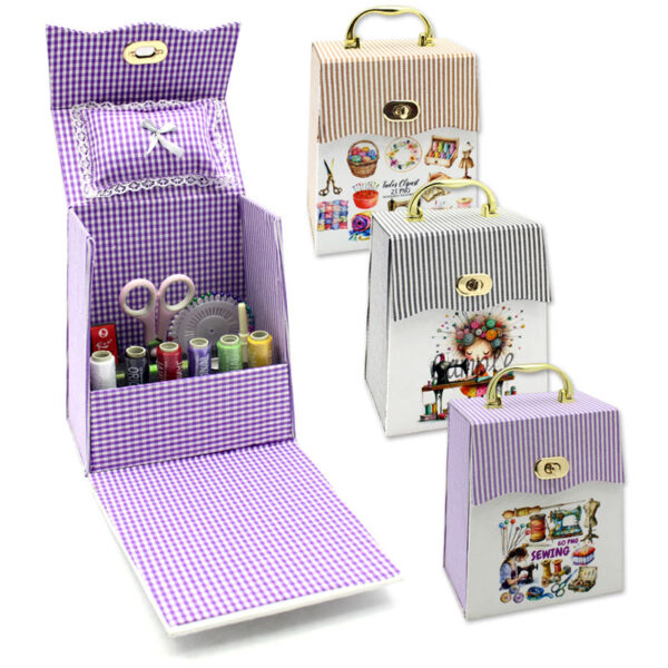 جعبه نخ و سوزن آریس | ست کامل خیاطی کیفی با دسته طلایی