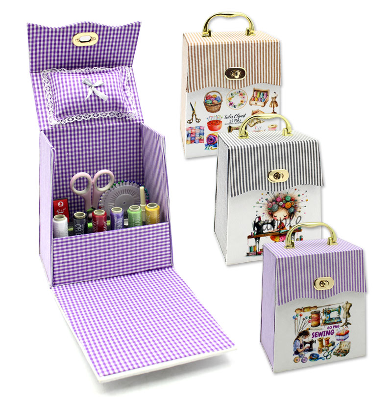 جعبه نخ و سوزن آریس | ست کامل خیاطی کیفی با دسته طلایی جعبه نخ و سوزن آریس | ست کامل خیاطی کیفی با دسته طلایی