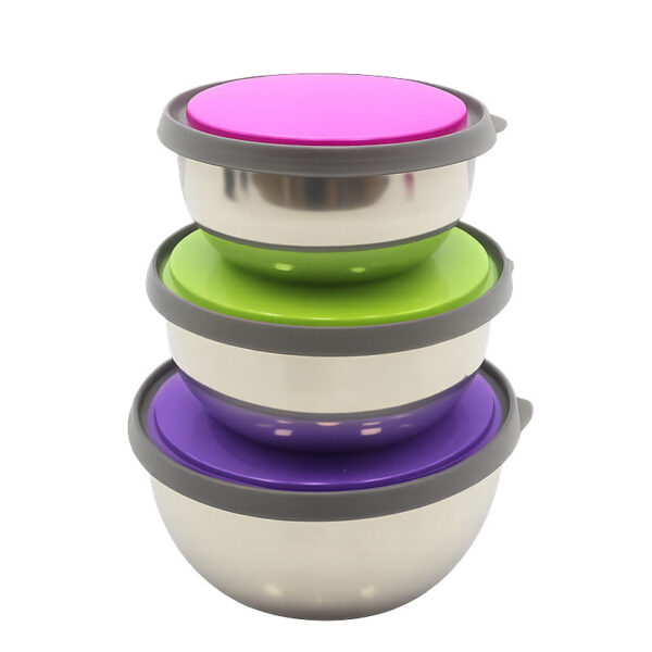 ویژگی‌های باکس استیل ۳ عددی درب رنگی جنس بدنه: ساخته‌شده از استیل ضدزنگ با مقاومت بالا در برابر خوردگی و بوگیری. درب‌های رنگی و محکم: در سه رنگ شاد (صورتی، سبز، بنفش) با قابلیت چفت شدن کامل برای جلوگیری از نفوذ هوا و رطوبت. قابل استفاده برای انواع مواد غذایی: مناسب برای برنج، حبوبات، میوه، سبزیجات و باقی‌مانده‌ی غذا. قابل شست‌وشو: به‌راحتی در ماشین ظرفشویی یا با دست تمیز می‌شود. قابل استفاده در فریزر و یخچال: حفظ تازگی و طعم مواد غذایی برای مدت طولانی.