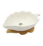 میوه خوری برگی سرامیکی با پایه چوبی