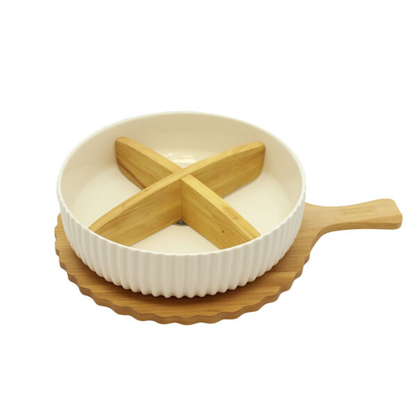 اردو گرد ۴ خانه سرامیکی با پایه چوبی