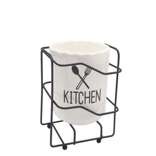 خرید جاقاشقی سرامیکی دسینی با پایه فلزی مقاوم و طراحی شیک. مناسب برای نگهداری قاشق، چنگال و کفگیر. ساخته‌شده از سرامیک مرغوب و قابل شست‌وشو.