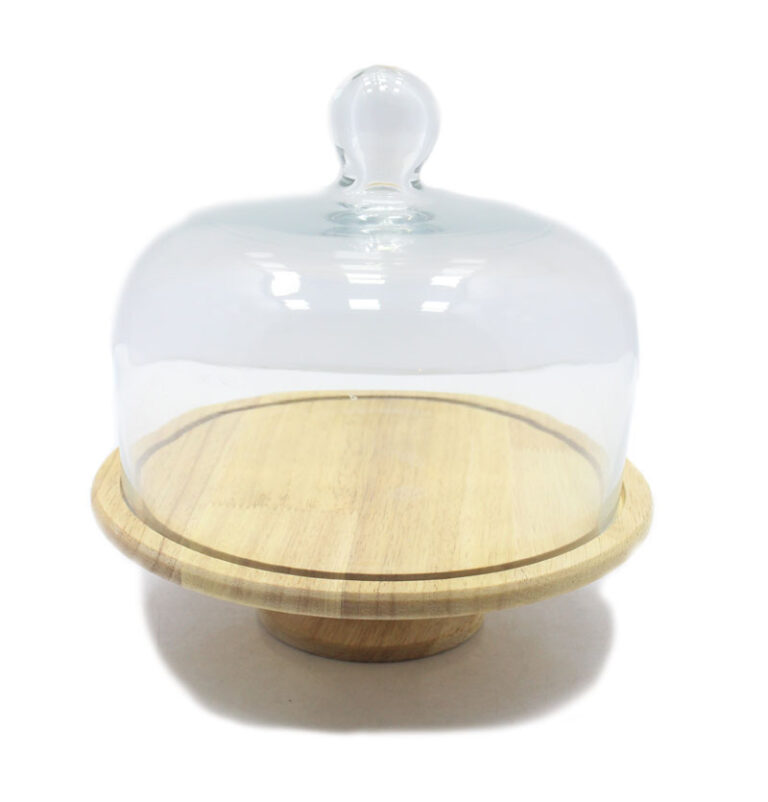 کاپ‌کیک پایه‌بلند چوبی با درب شیشه‌ای