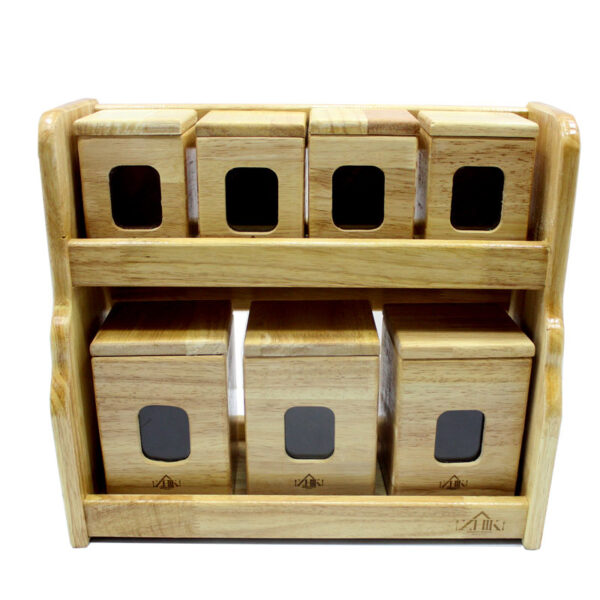 پاسماوری ادویه ۷ پارچه آنتیک پنجره‌دار با استند دوطبقه چوبی