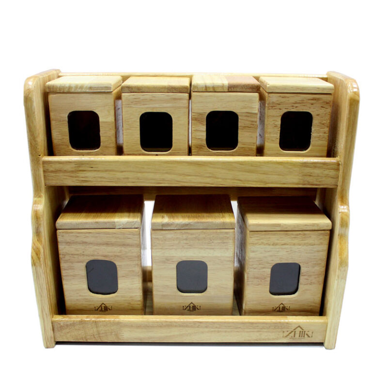 پاسماوری ادویه ۷ پارچه آنتیک پنجره‌دار با استند دوطبقه چوبی