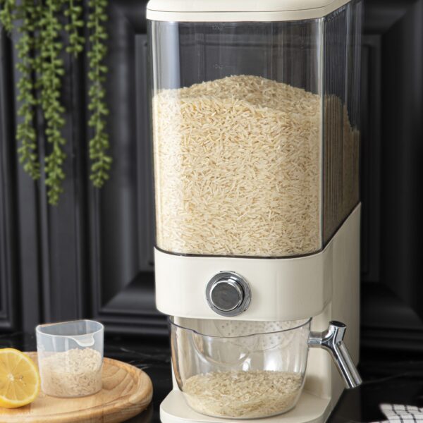 سطل برنج استوانه پیمانه‌دار لیان | نگهداری بهداشتی و آسان برنج